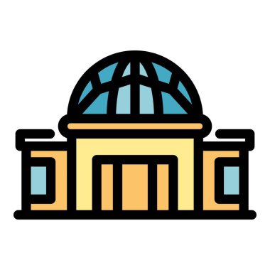 Planetaryum simgesi renk ana hatları vektörü