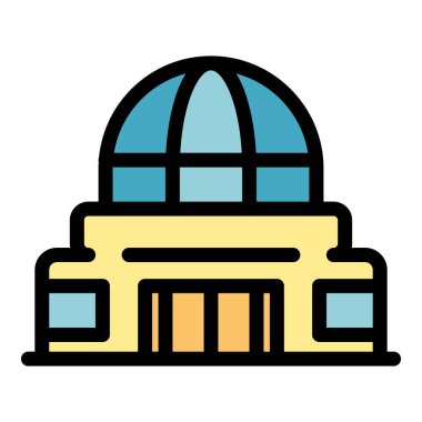 Astronomi planetaryum simgesi renk ana hatları vektörü