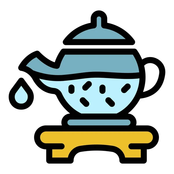 Ceremonia del té icono color contorno vector — Vector de stock