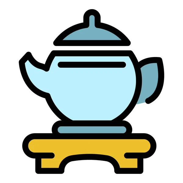 Tea pot 아이콘 색차 윤곽 벡터 — 스톡 벡터