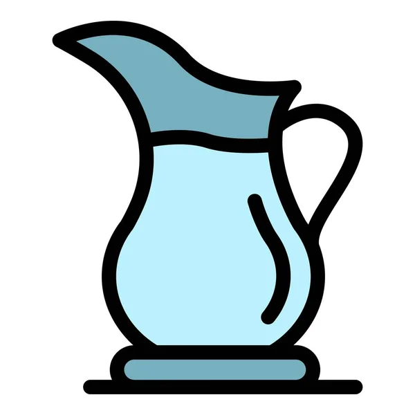 Vettore di contorno del colore dell'icona della brocca del tè caldo — Vettoriale Stock