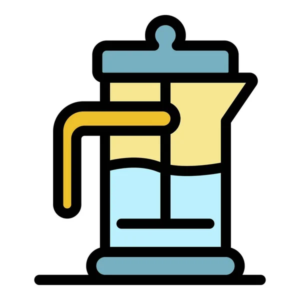 Tea press ikon färg kontur vektor — Stock vektor