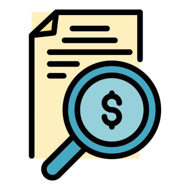 Vergi kağıdı rapor simgesi renk ana hatları vektörü