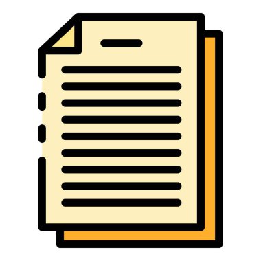 Ofis belgeleri simgesi renk ana hatları vektörü