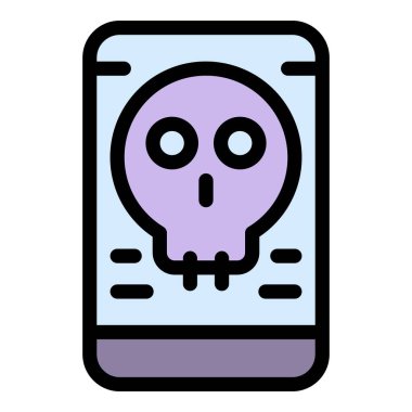 Akıllı Telefon Virüsü simgesi renk ana hatları vektörü