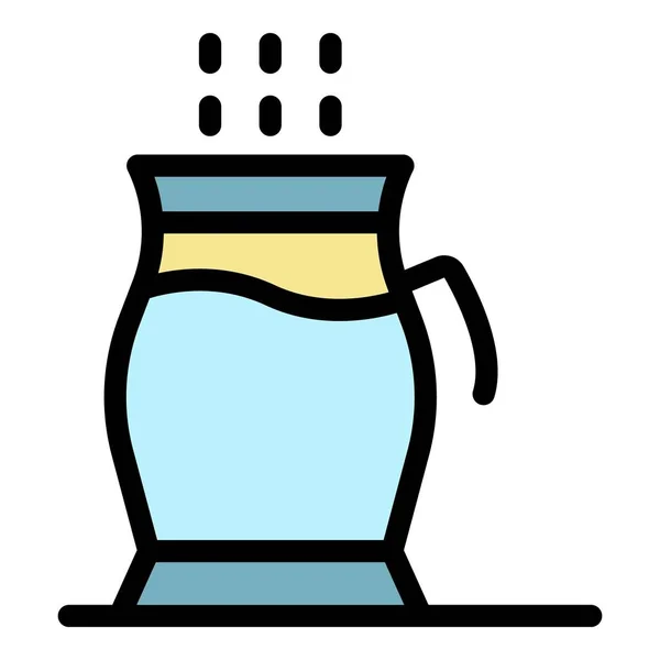 Tasse à thé traditionnelle icône couleur contour vecteur — Image vectorielle