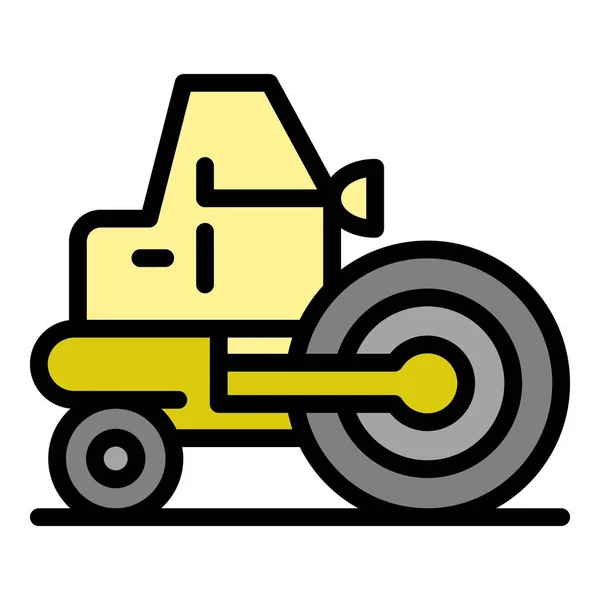 Danger road roller icon color outline vector — Stock Vector