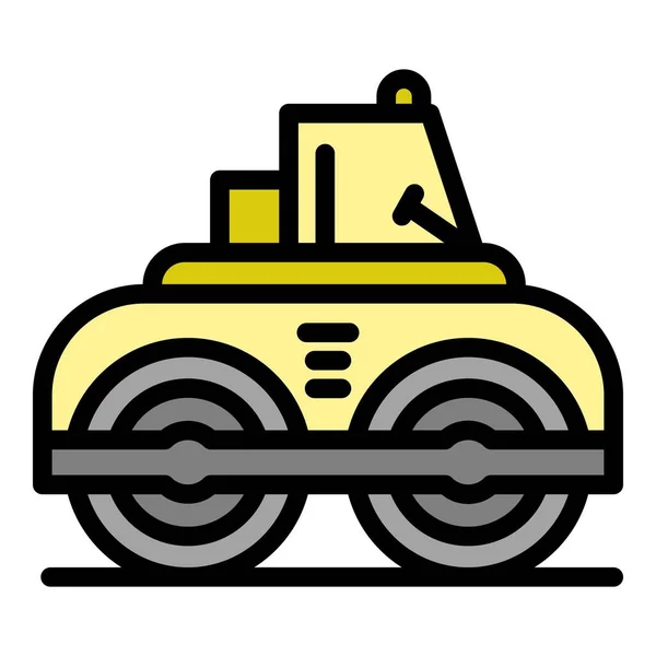 Rouleau de route asphalte icône couleur contour vecteur — Image vectorielle