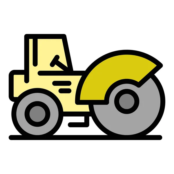 Highway road roller icon color outline vector — Stock Vector