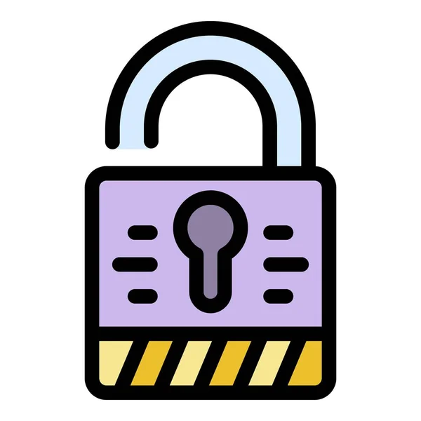 Fraude de sécurité cadenas icône couleur contour vecteur — Image vectorielle