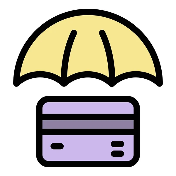 Protegido tarjeta bancaria icono color contorno vector — Archivo Imágenes Vectoriales