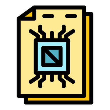 Veri kağıt depolama simgesi renk ana hatları vektörü