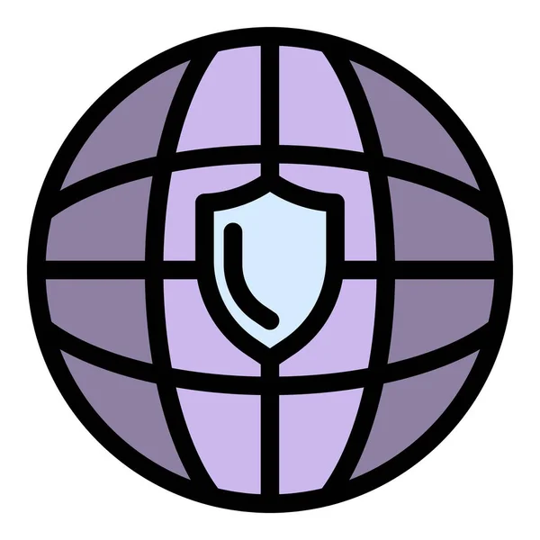 Icono de protección contra el fraude global esquema de color vector — Vector de stock