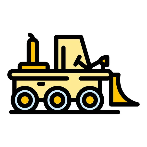 Bulldozer-Symbol Farbe Umrissvektor — Stockvektor