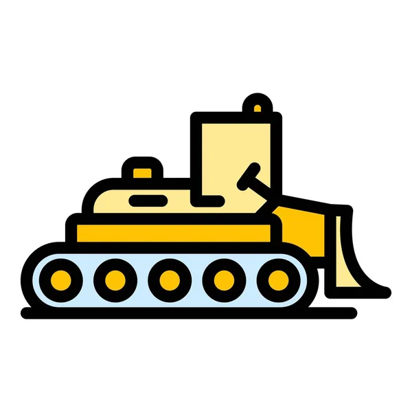 Excavadora bulldozer icono color contorno vector — Vector de stock