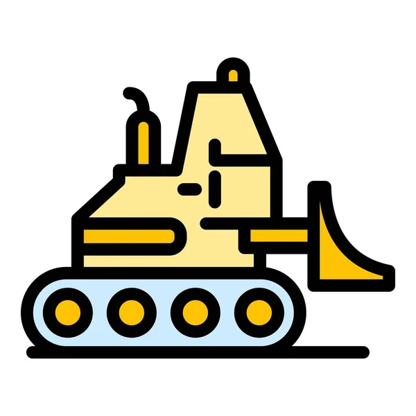 Hydraulic bulldozer icon color outline vector — Stock Vector