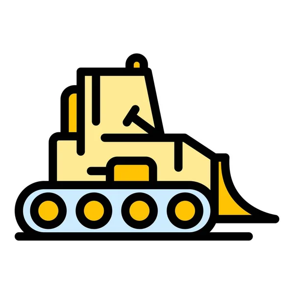 Bulldozer máquina icono color contorno vector — Vector de stock