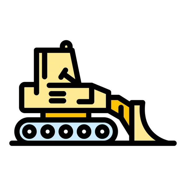 Power Bulldozer Symbol Farbe Umrissvektor — Stockvektor