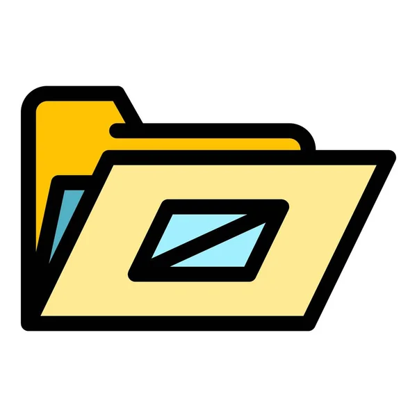 Farblicher Umrissvektor für das Dateiordner-Symbol — Stockvektor
