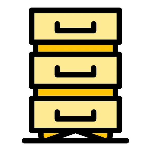 Fichier de données tiroir icône couleur contour vecteur — Image vectorielle