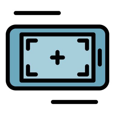 Smartphone video kaydı simgesi renk ana hatları vektörü