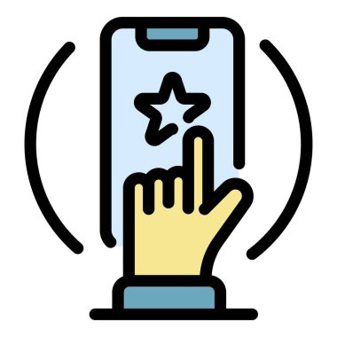 Akıllı telefon araba paylaşım konumu simgesi renk ana hatları vektörü