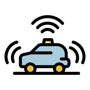 Akıllı araba simgesi renk ana hatları vektörü