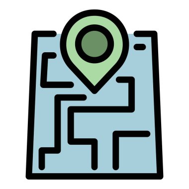 Çevrimiçi gps haritası renk ana hatları vektörü