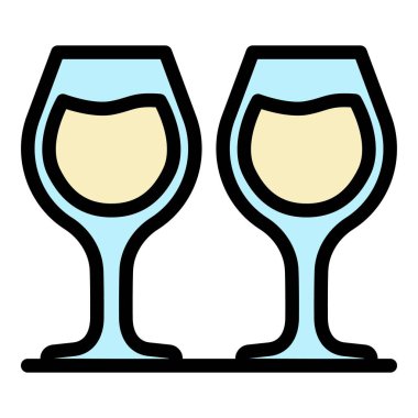 İçme gözlüğü simgesi renk ana hatları vektörü