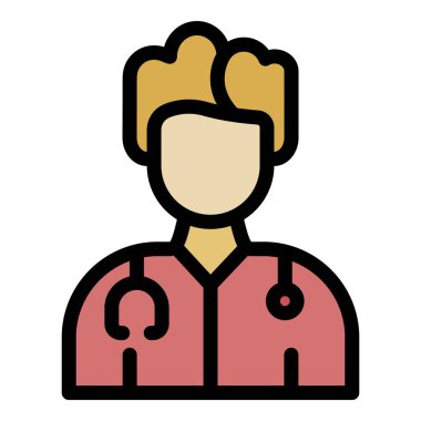 Tıbbi adam simgesi renk ana hatları vektörü