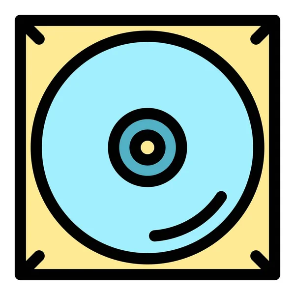 Musik ikon audio cd vektor garis luar warna - Stok Vektor