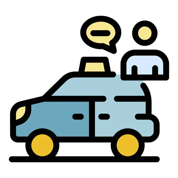 Icono de taxi en línea color contorno vector — Vector de stock