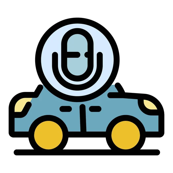 Voice assistant driverless car icon color outline vector — Stock Vector