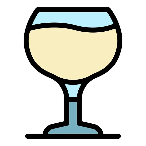 Warna ikon kaca anggur ukuran berlebih vektor garis luar - Stok Vektor