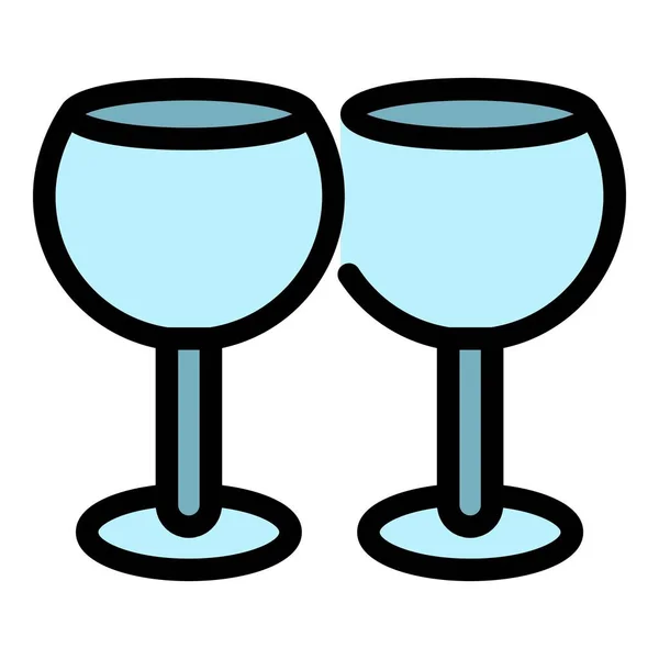 Two glassware icon color outline vector — Stock Vector