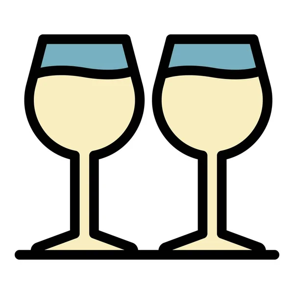 Party wine glasses icon color outline vector — Stock Vector