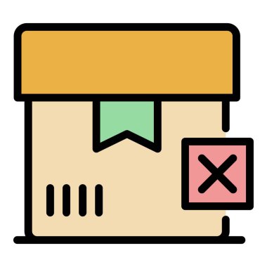 İptal edilen kutu simgesi renk ana hatları vektörü