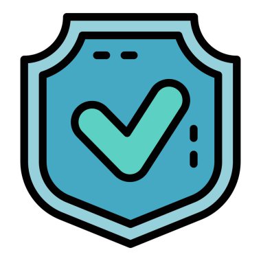 Yapılan kalkan simge rengi dış hat vektörü