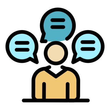 Müşteri iletileri simgesi renk ana hatları vektörü