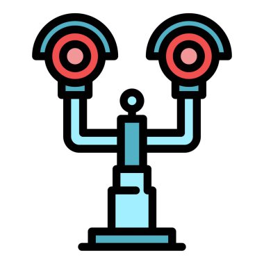 Tren trafik ışığı simgesi renk ana hatları vektörü