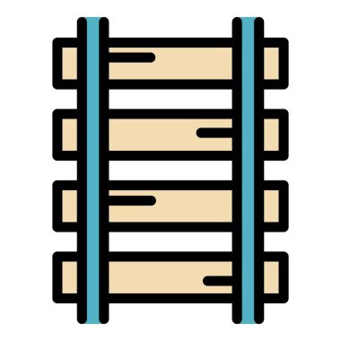 Tren yolu simgesi renk ana hatları vektörü