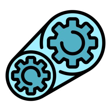 Motor dişli tekerlek simgesi renk dış hat vektörü