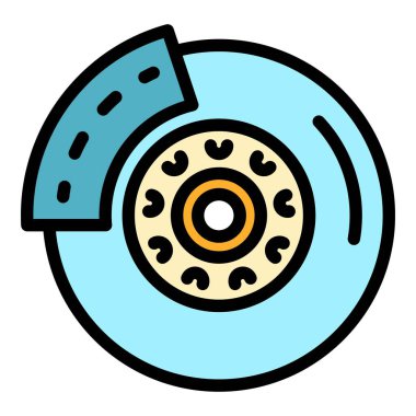 Araba fren diski simgesi renk çizgisi vektörü