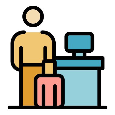 Turizm Müdürü ofis simgesi renk ana hatları vektörü