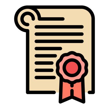 Turizm müdürü diploma simgesi renk ana hatları vektörü