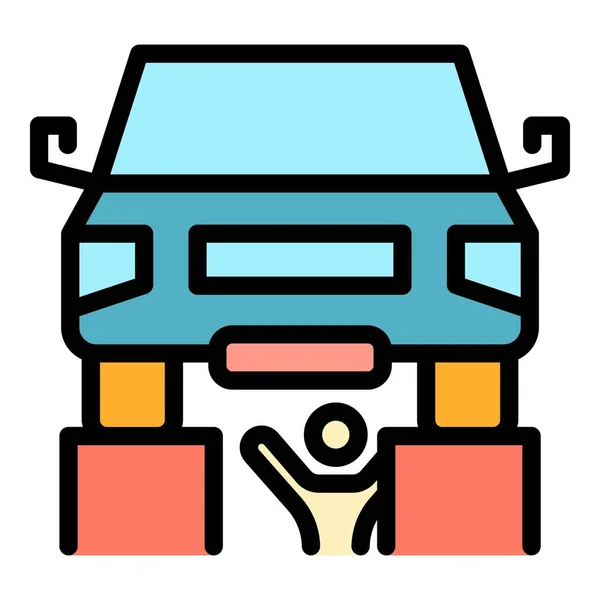 Auto mecánico fijar coche icono color contorno vector — Vector de stock