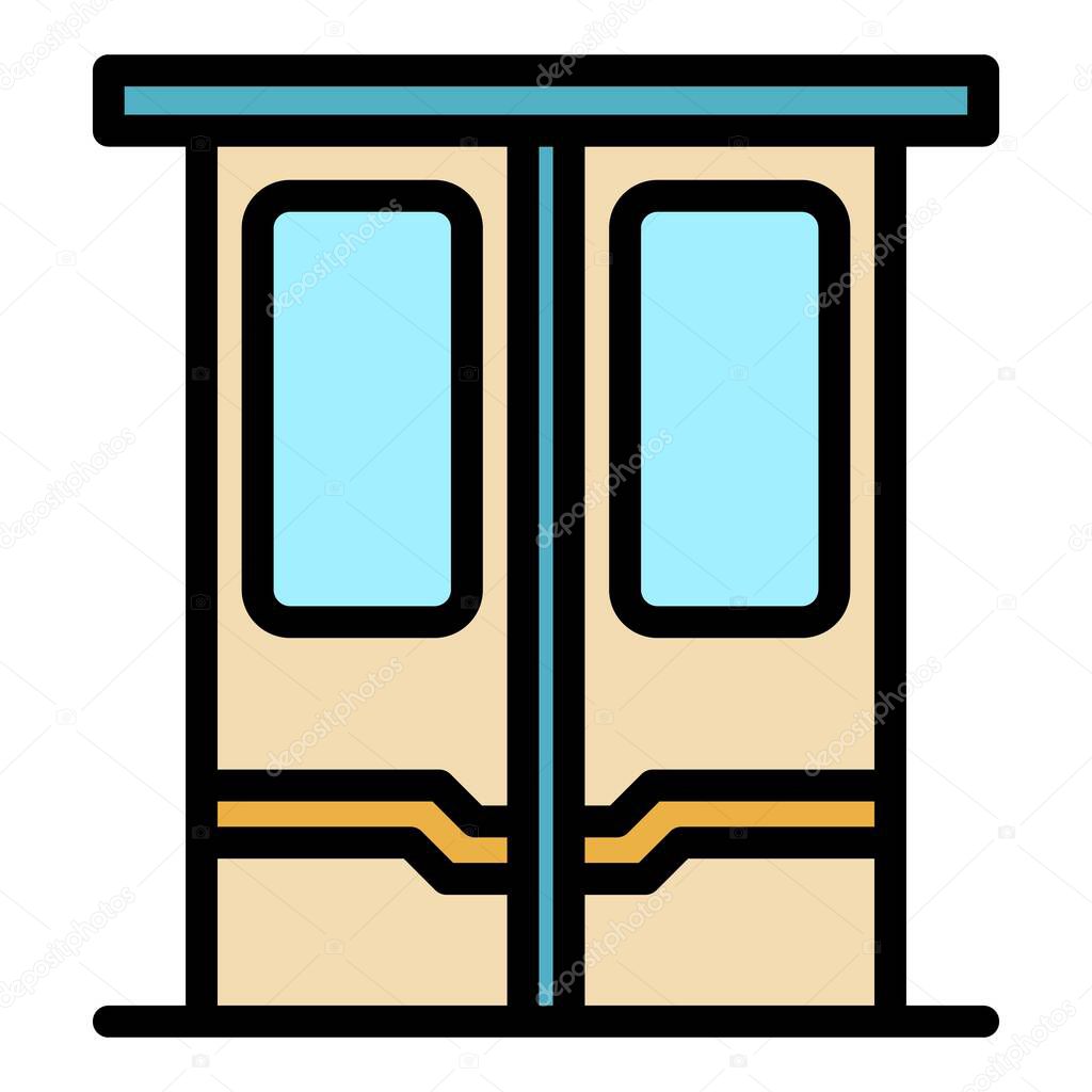 Train doors icon color outline vector