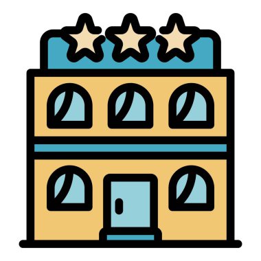 Turizm otelinin yıldız ikonu renk ana hatları vektörü