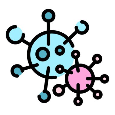 Coronavirus bakteri simgesi renk ana hatları vektörü