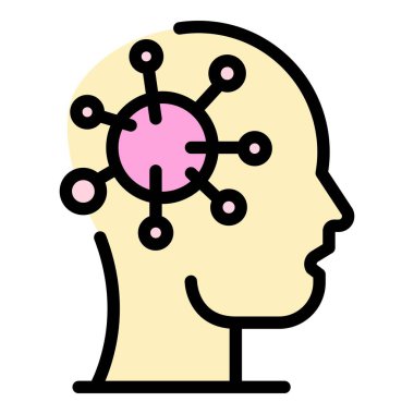 Coronavirus enfekte insan simgesi renk ana hatları vektörü